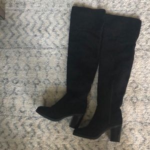 Black Velvet thigh high boots